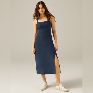 Featherweight Square Neck Slit Midi Dress